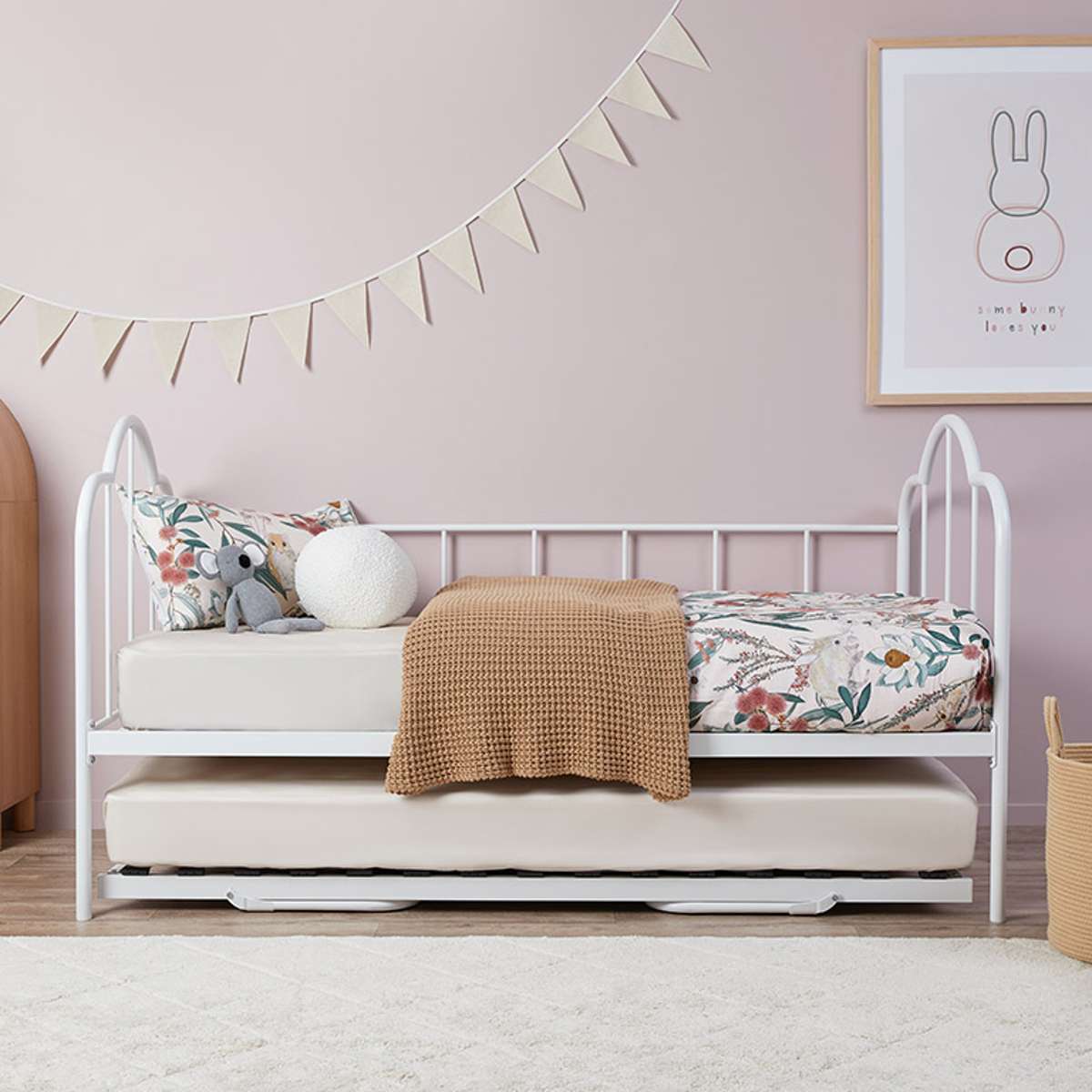 Dixie Day Bed With Trundle - White - Mocka New Zealand