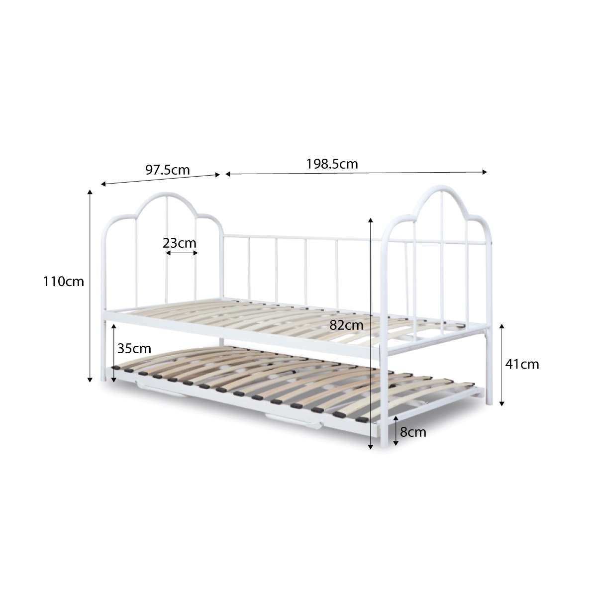 Dixie Day Bed With Trundle - White - Mocka New Zealand