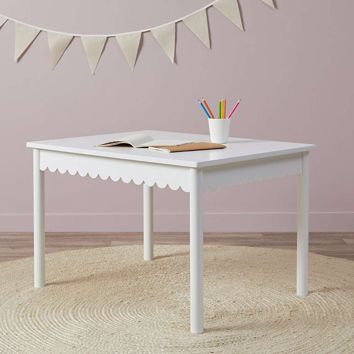 Mini Maisie Scalloped Play Table - White - Mocka New Zealand
