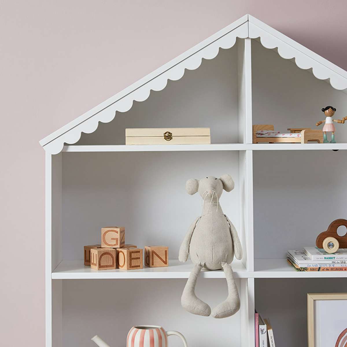 Maisie Scalloped House Bookcase - White - Mocka New Zealand