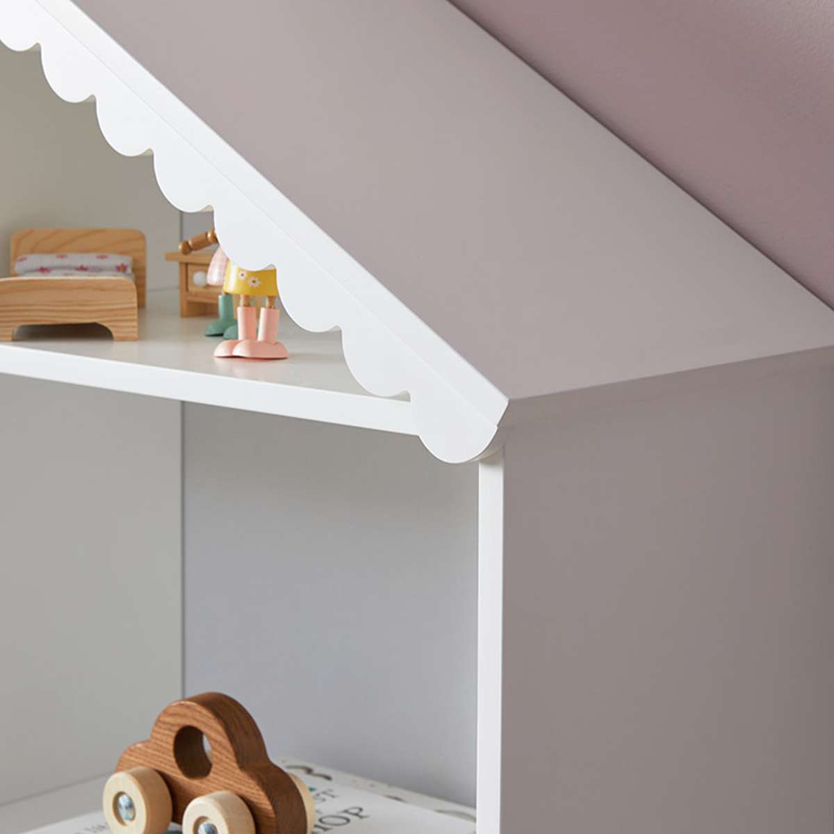 Maisie Scalloped House Bookcase - White - Mocka New Zealand