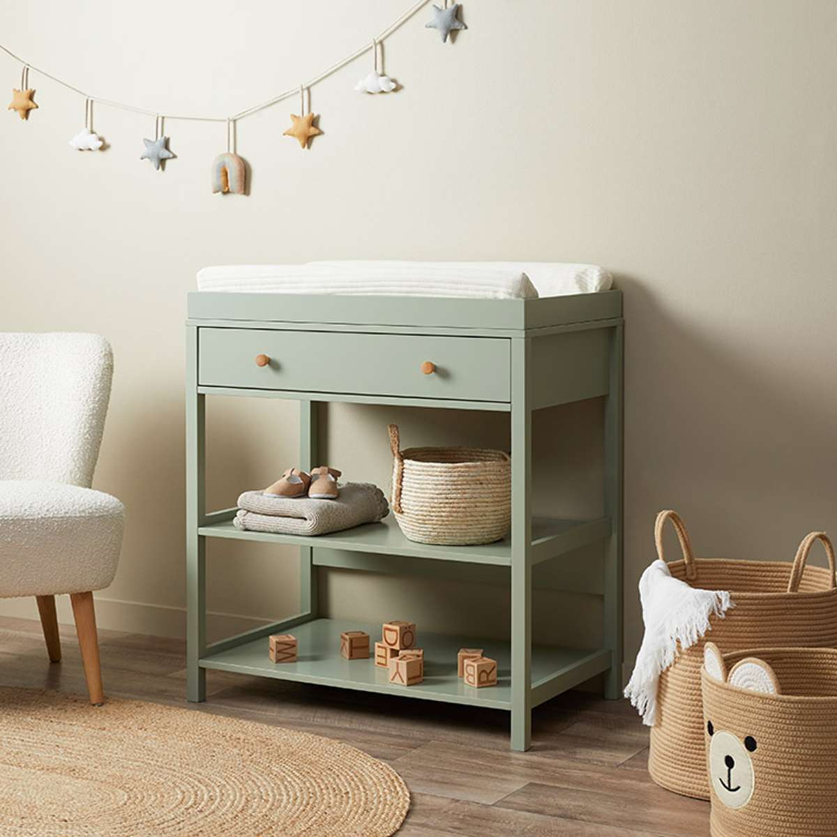 Mocka Change Table With Removable Top - Sage Green - Mocka New Zealand