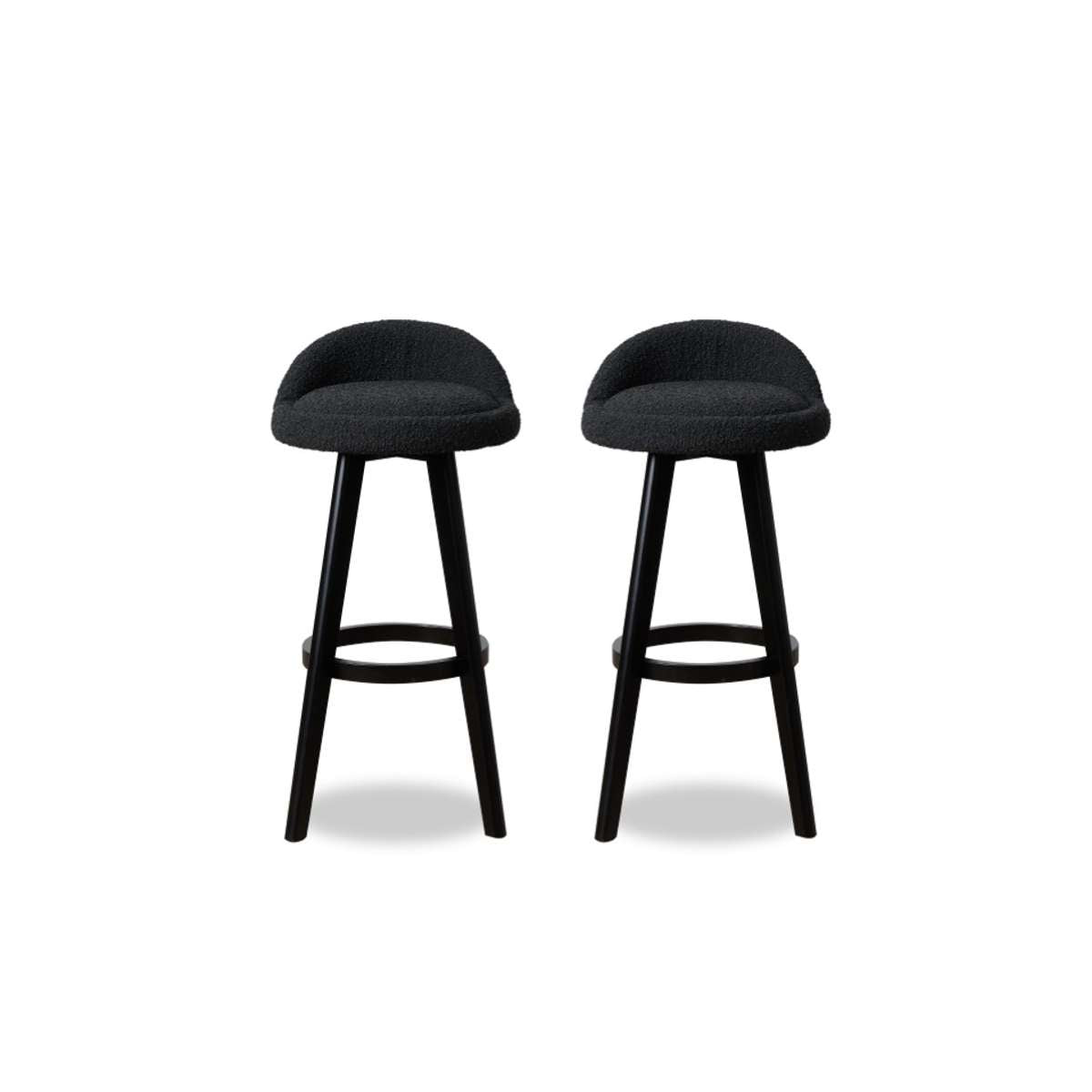 Jamie Bar Stool - Set Of 2 - Black Boucle - Mocka New Zealand