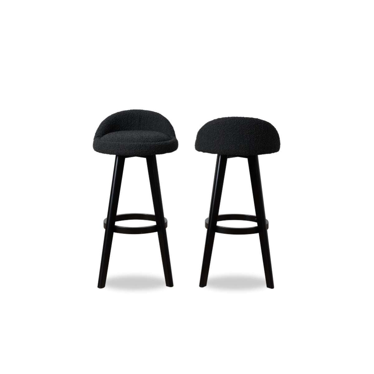 Jamie Bar Stool - Set Of 2 - Black Boucle - Mocka New Zealand