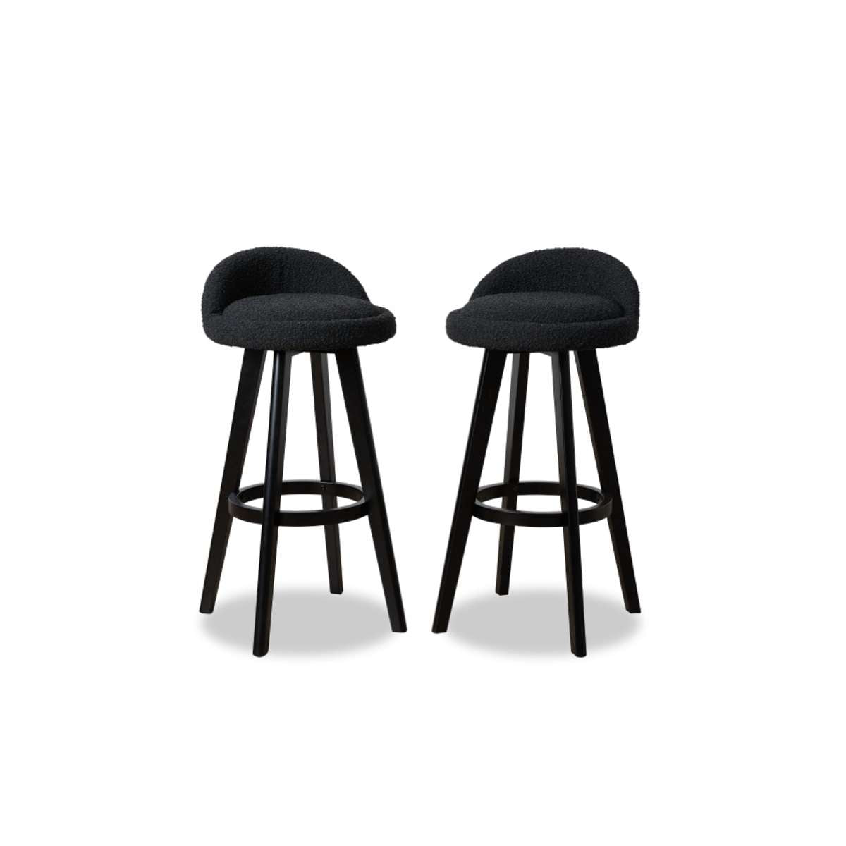 Jamie Bar Stool - Set Of 2 - Black Boucle - Mocka New Zealand