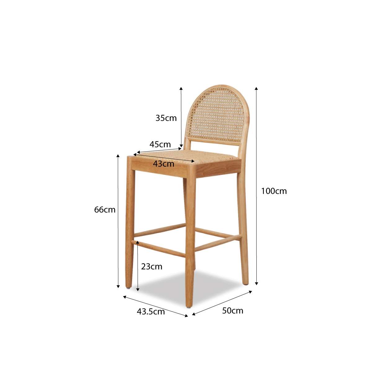 Mateo Curved Rattan Bar Stool - Natural - Mocka New Zealand