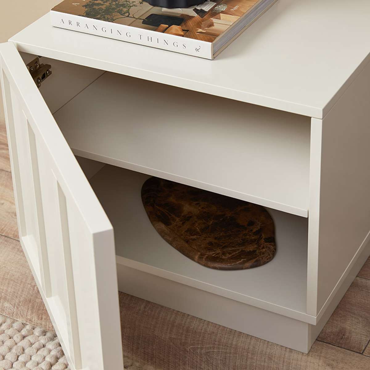 Bedside Table Panel Emery Bedside Table - Japandi Style | Mocka