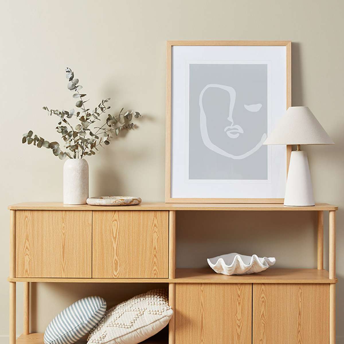 Eden Low Shelf With Storage - Natural - Mocka New Zealand