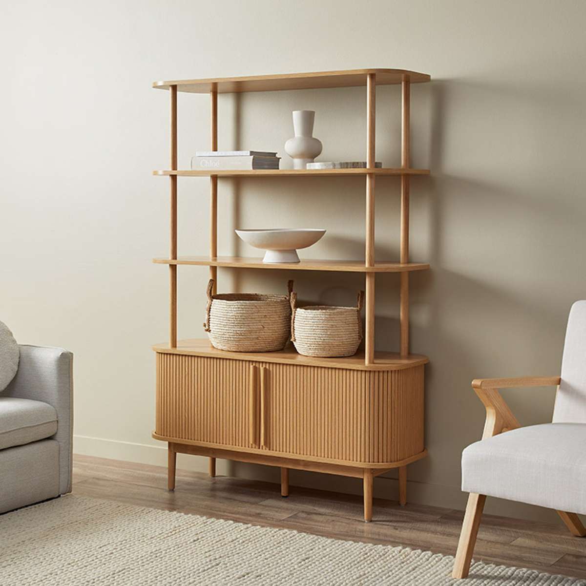 Maeve Shelf With Storage - Natural - Mocka New Zealand
