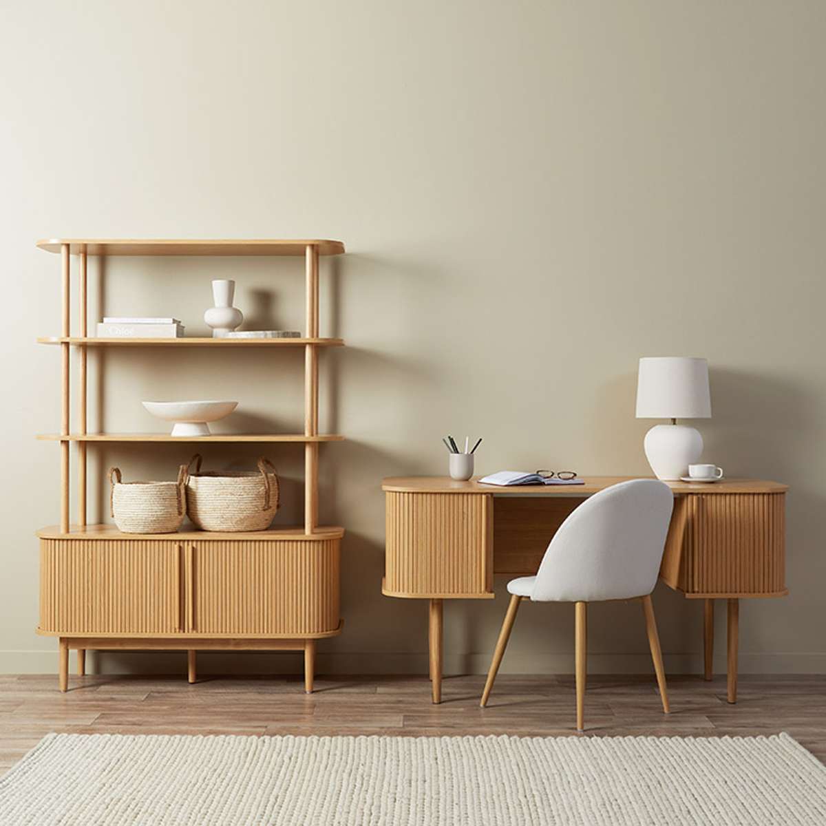 Maeve Shelf With Storage - Natural - Mocka New Zealand