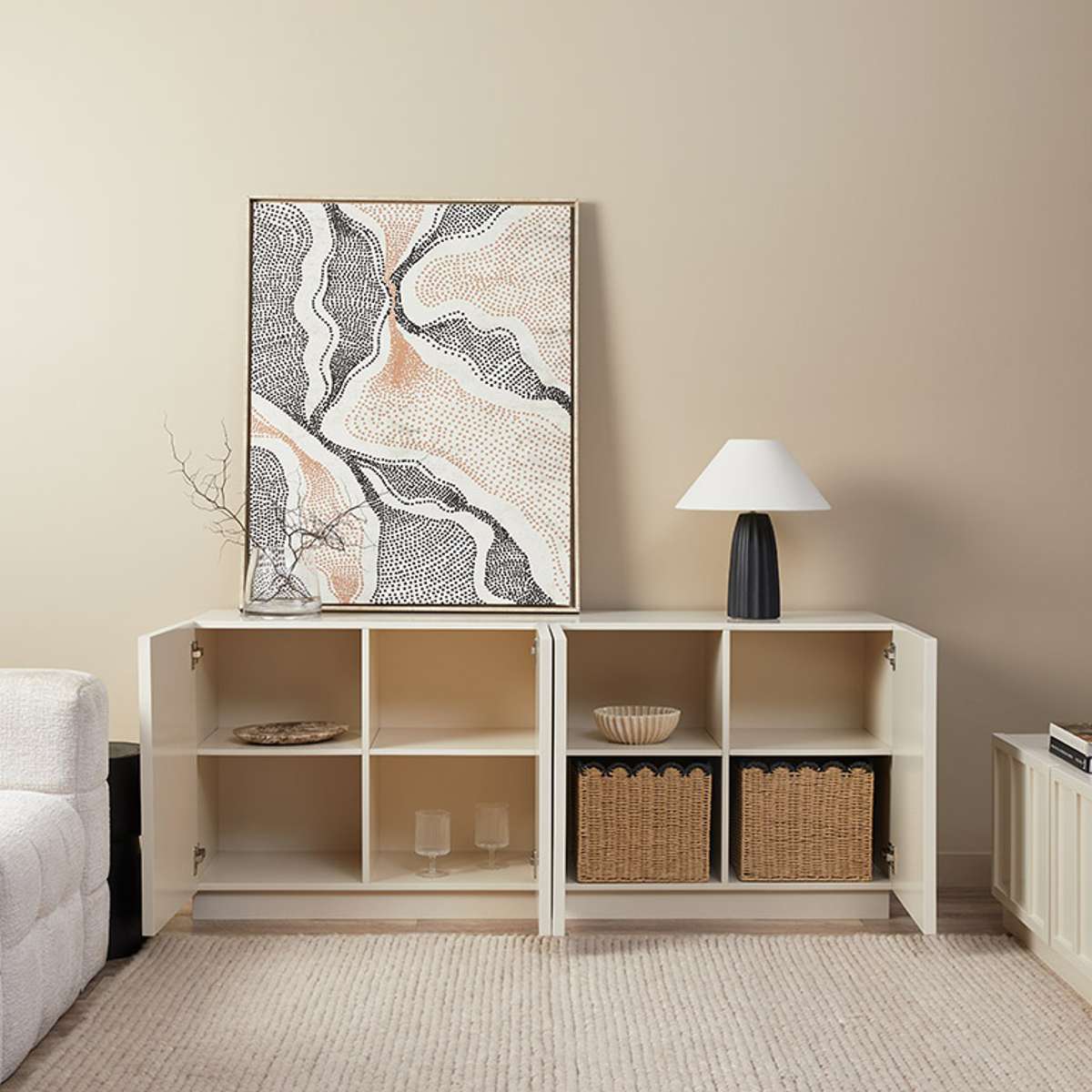 Emery Panel Buffet - Beige - Mocka New Zealand