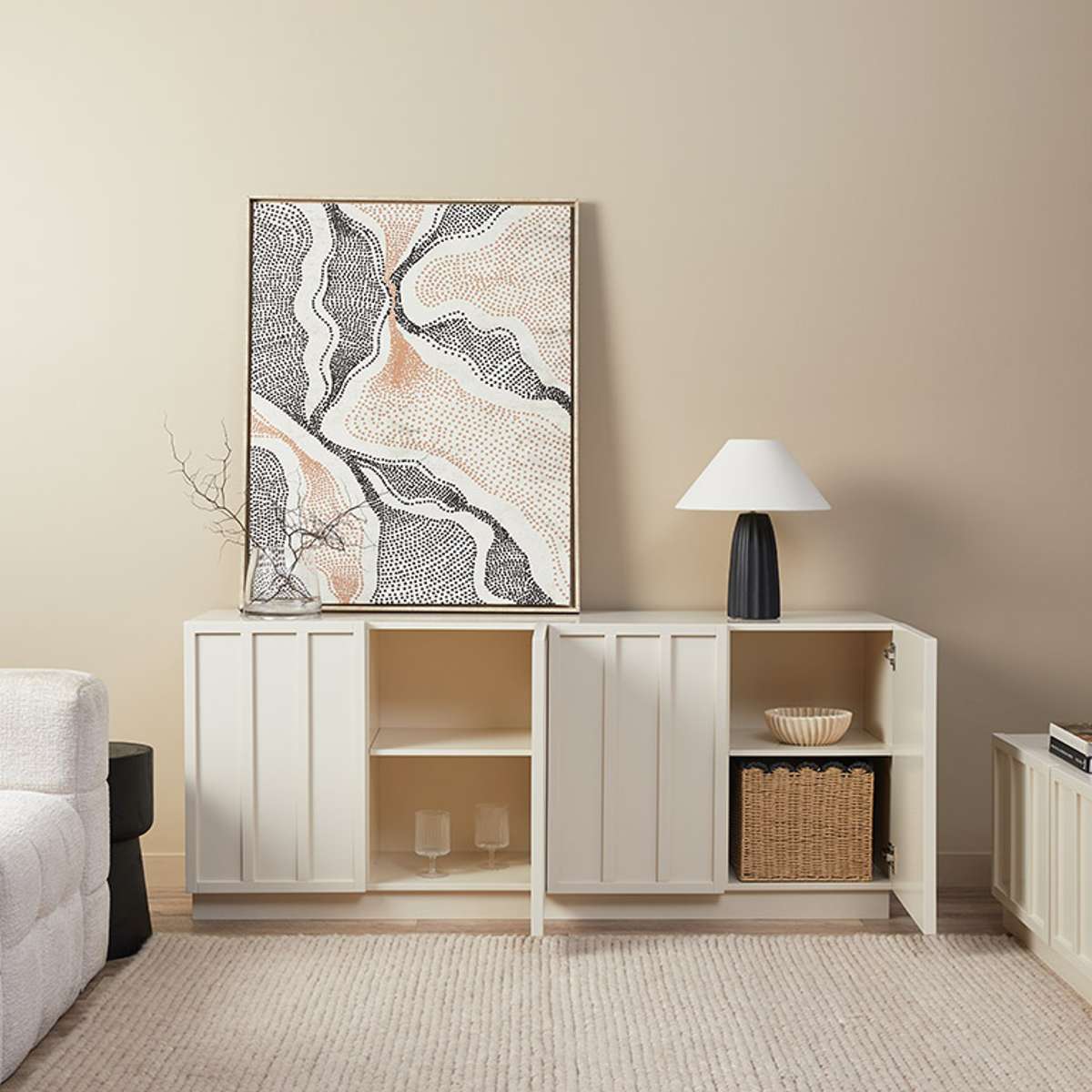 Emery Panel Buffet - Beige - Mocka New Zealand