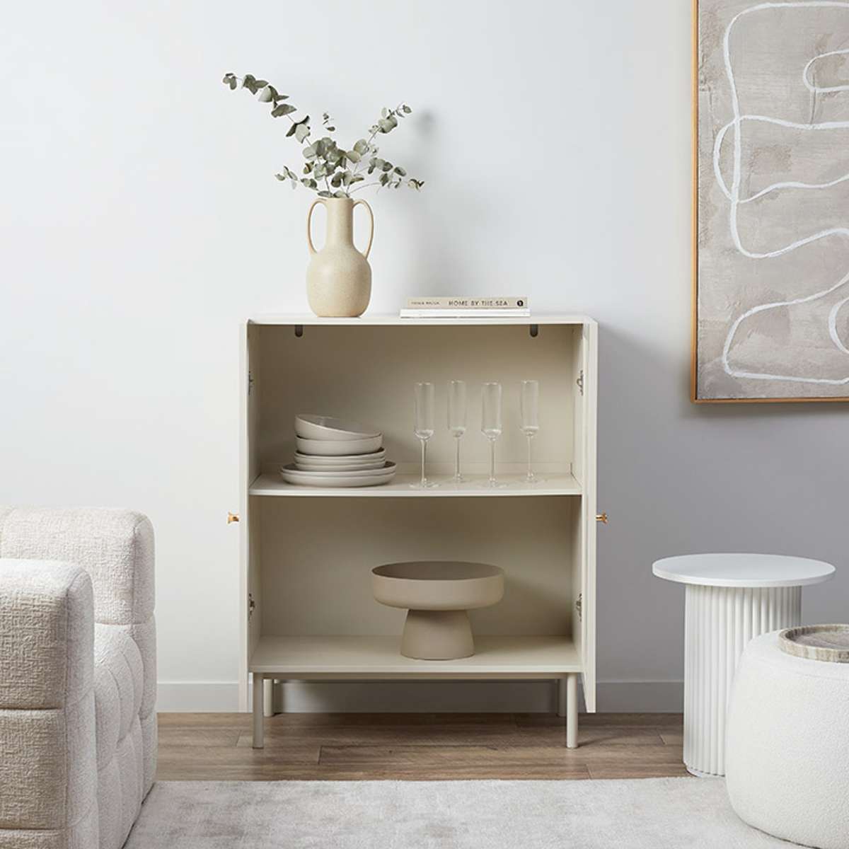 Remi Wavey Cabinet - Beige - Mocka New Zealand