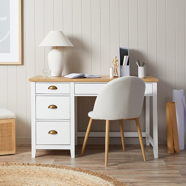Hastings Desk - White/Natural - Mocka New Zealand