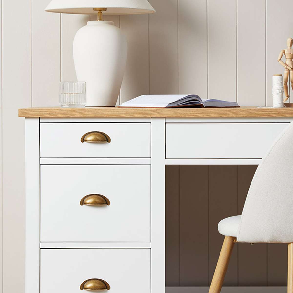 Hastings Desk - White/Natural - Mocka New Zealand