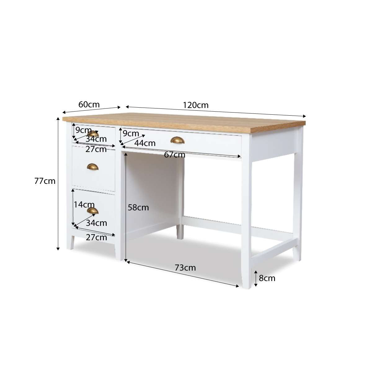 Hastings Desk - White/Natural - Mocka New Zealand