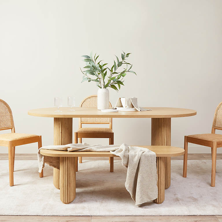 Amara Six Seater Dining Table - Natural - Mocka New Zealand