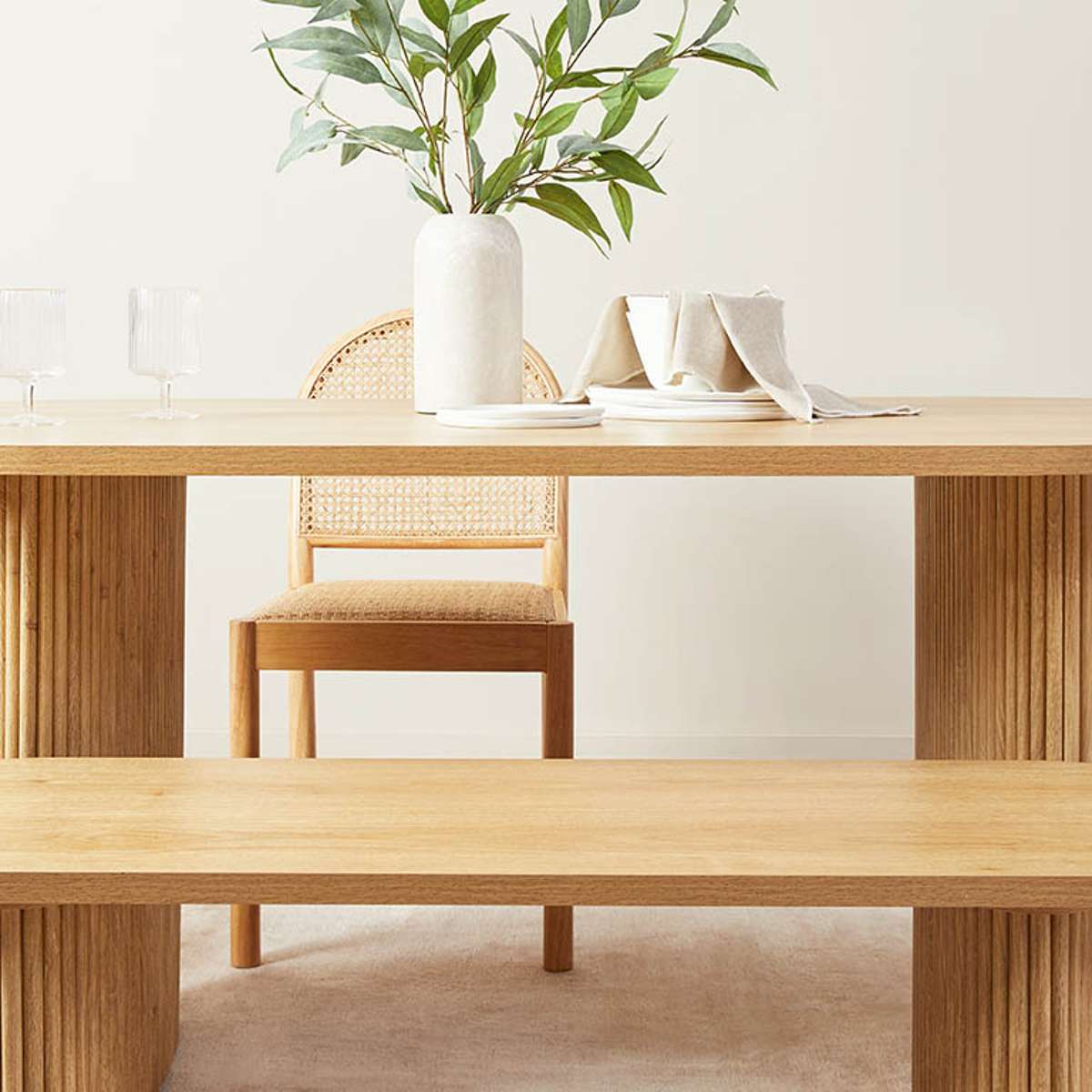 Amara Six Seater Dining Table - Natural - Mocka New Zealand