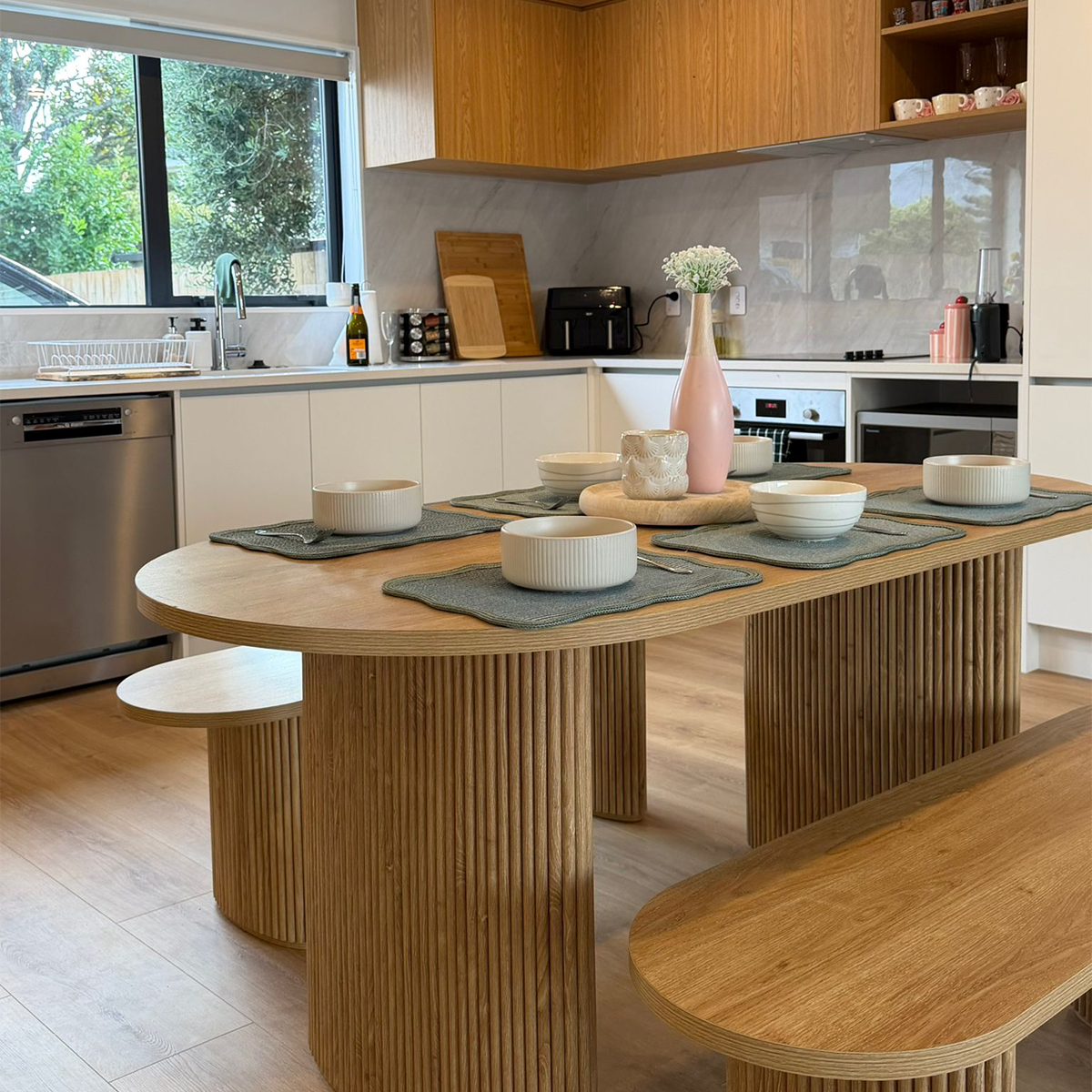 Amara Six Seater Dining Table - Natural - Mocka New Zealand