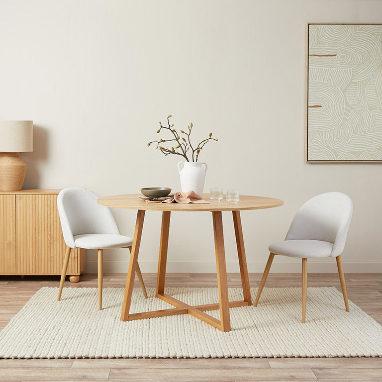 Kyoto Round Four Seater Dining Table - Natural - Mocka New Zealand