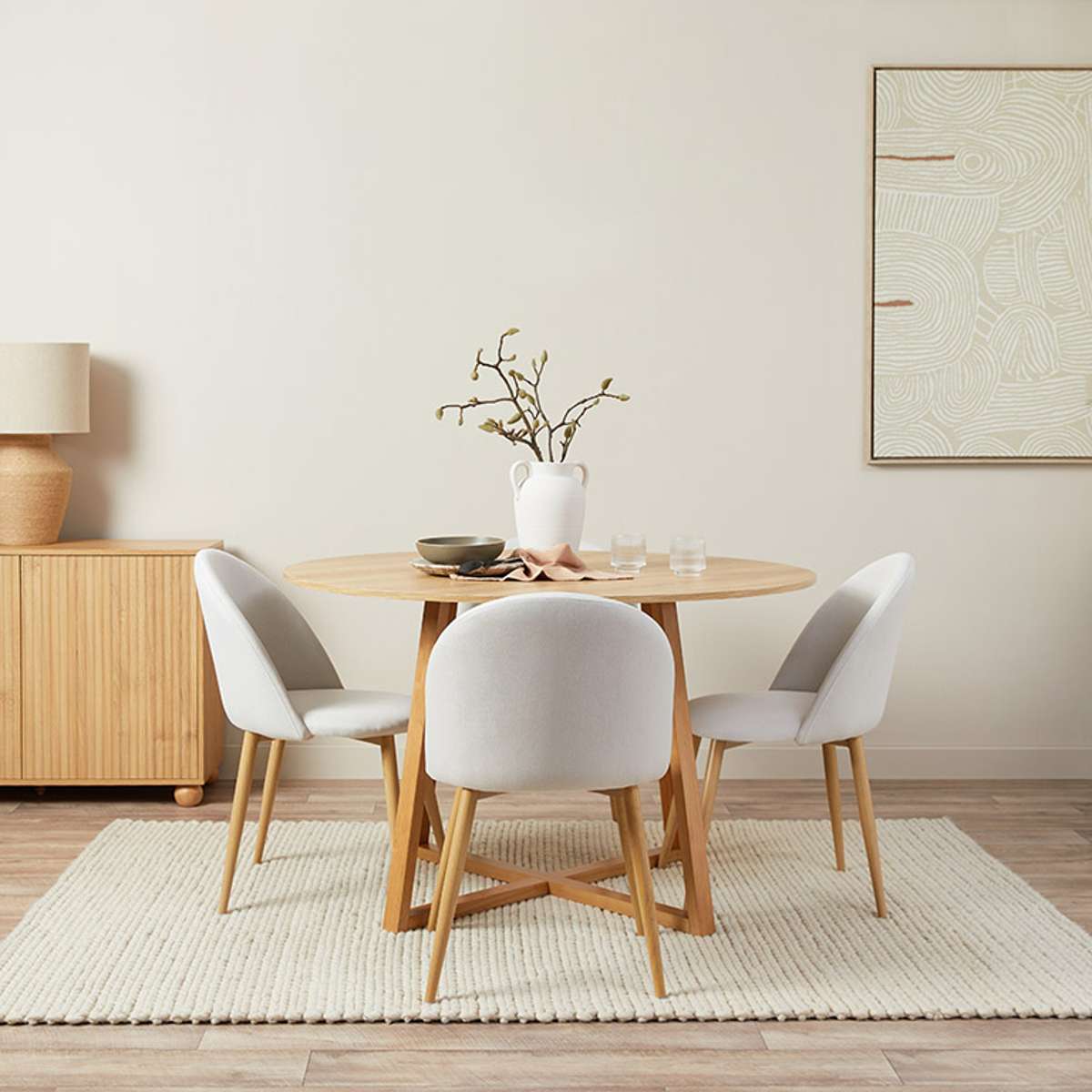 Kyoto Round Four Seater Dining Table - Natural - Mocka New Zealand