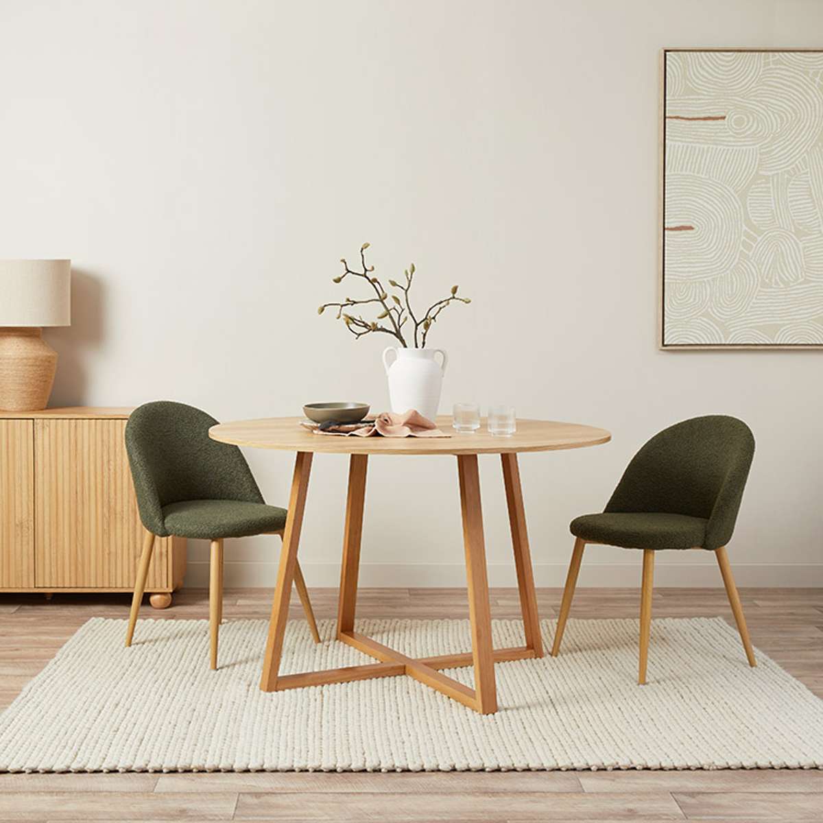 Kyoto Round Four Seater Dining Table - Natural - Mocka New Zealand