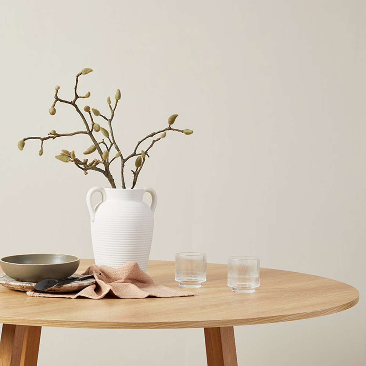 Kyoto Round Four Seater Dining Table - Natural - Mocka New Zealand