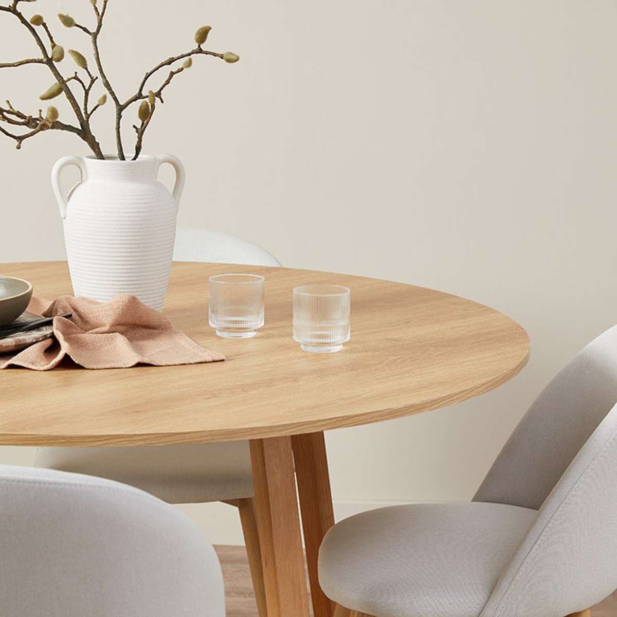 Kyoto Round Four Seater Dining Table - Natural - Mocka New Zealand