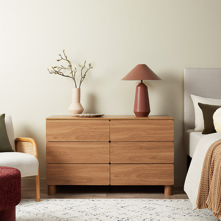 Leeroy Six Drawer - Hazelnut - Mocka New Zealand