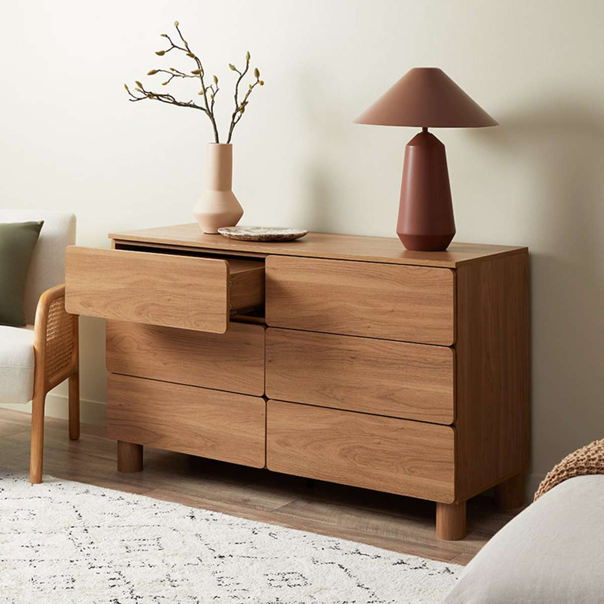 Leeroy Six Drawer - Hazelnut - Mocka New Zealand