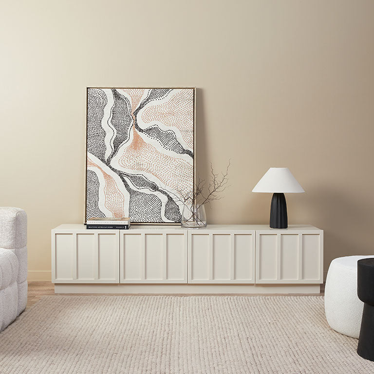 Emery Panel Entertainment Unit - Beige - Mocka New Zealand