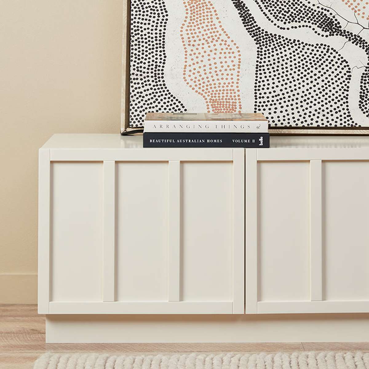 Emery Panel Entertainment Unit - Beige - Mocka New Zealand