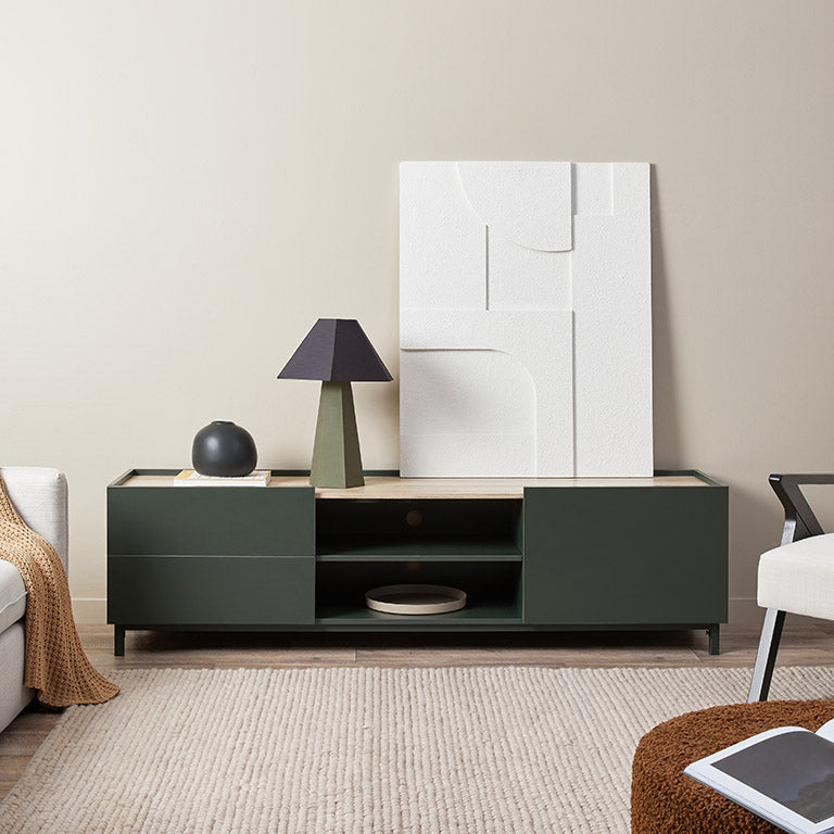 Murphy Entertainment Unit - Green/Natural - Mocka New Zealand