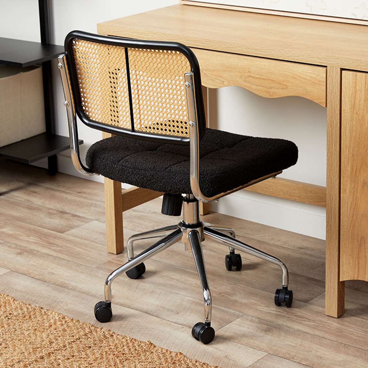 Asher Rattan Office Chair - Black/Natural - Mocka New Zealand