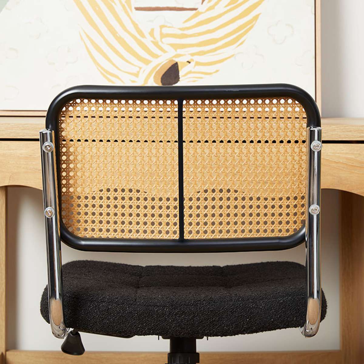 Asher Rattan Office Chair - Black/Natural - Mocka New Zealand