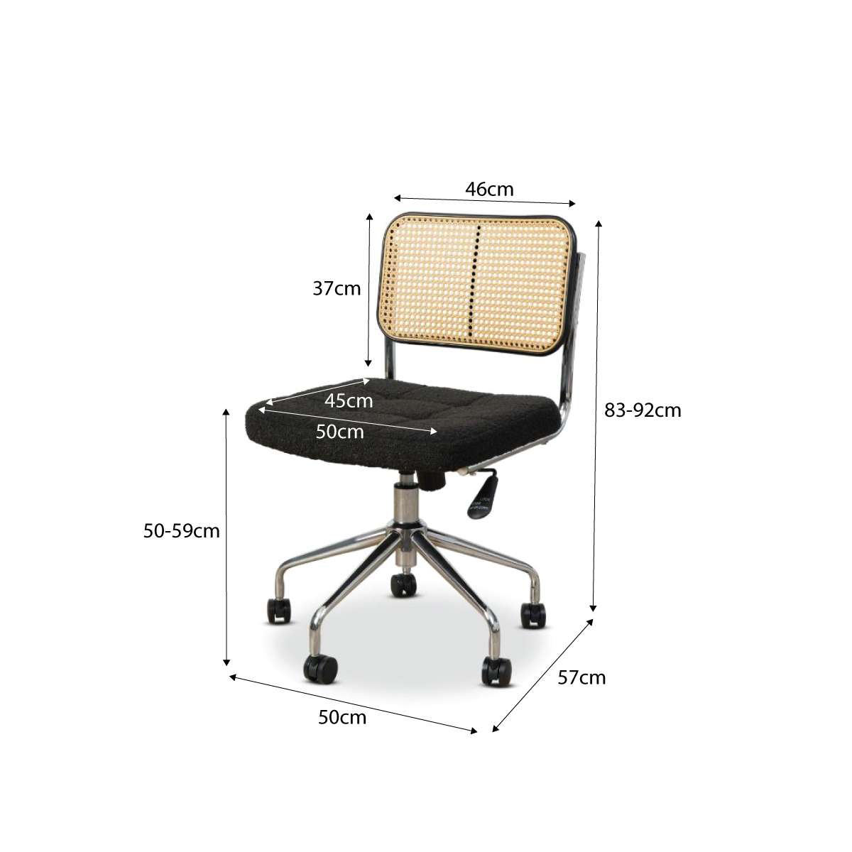 Asher Rattan Office Chair - Black/Natural - Mocka New Zealand