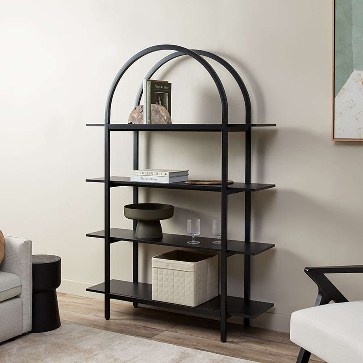Alfie Arched Shelves - Black - Mocka New Zealand