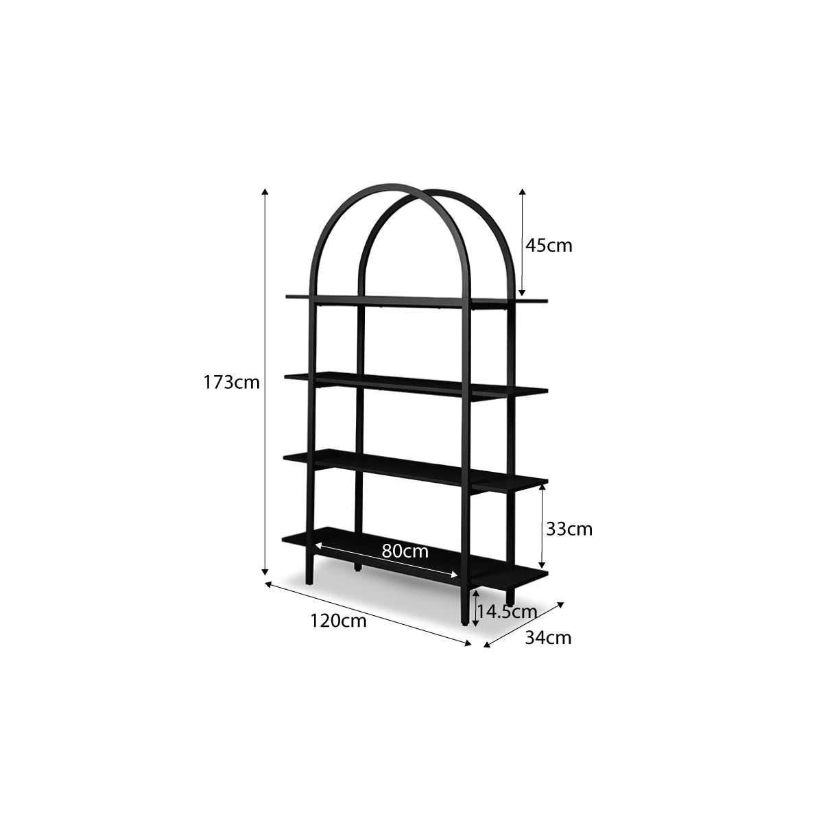 Alfie Arched Shelves - Black - Mocka New Zealand