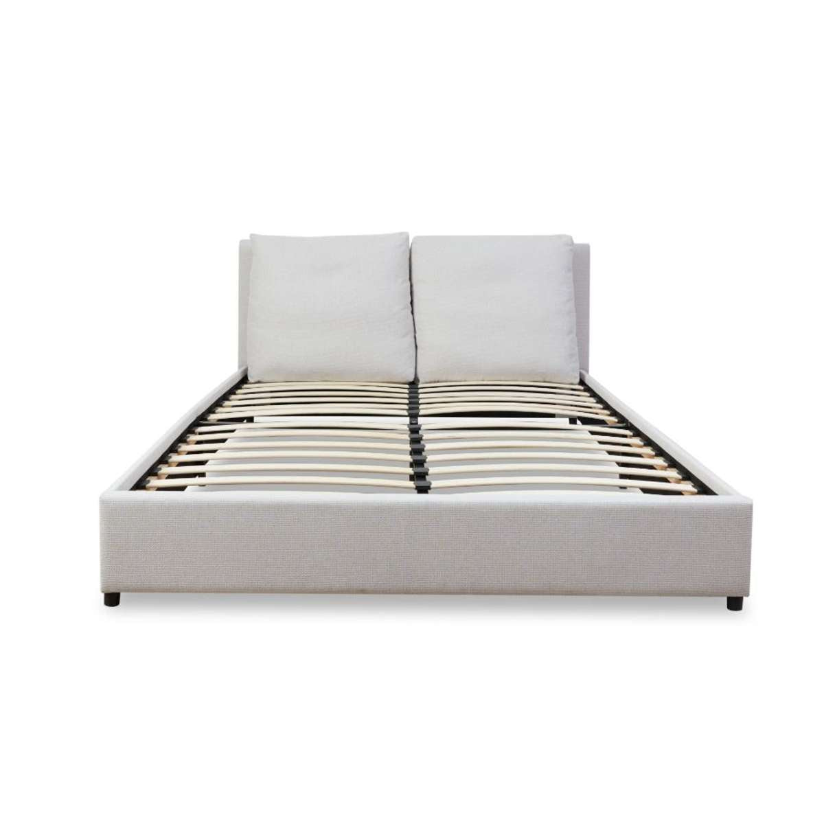 Reeve Cushion Queen Bed - Beige - Mocka New Zealand