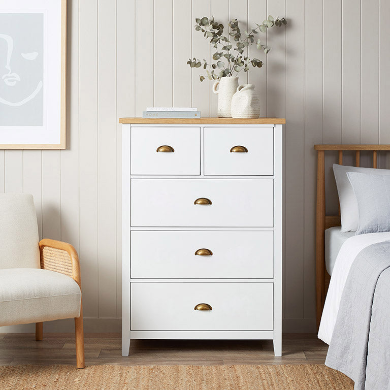 Hastings Tallboy - White/Natural - Mocka New Zealand