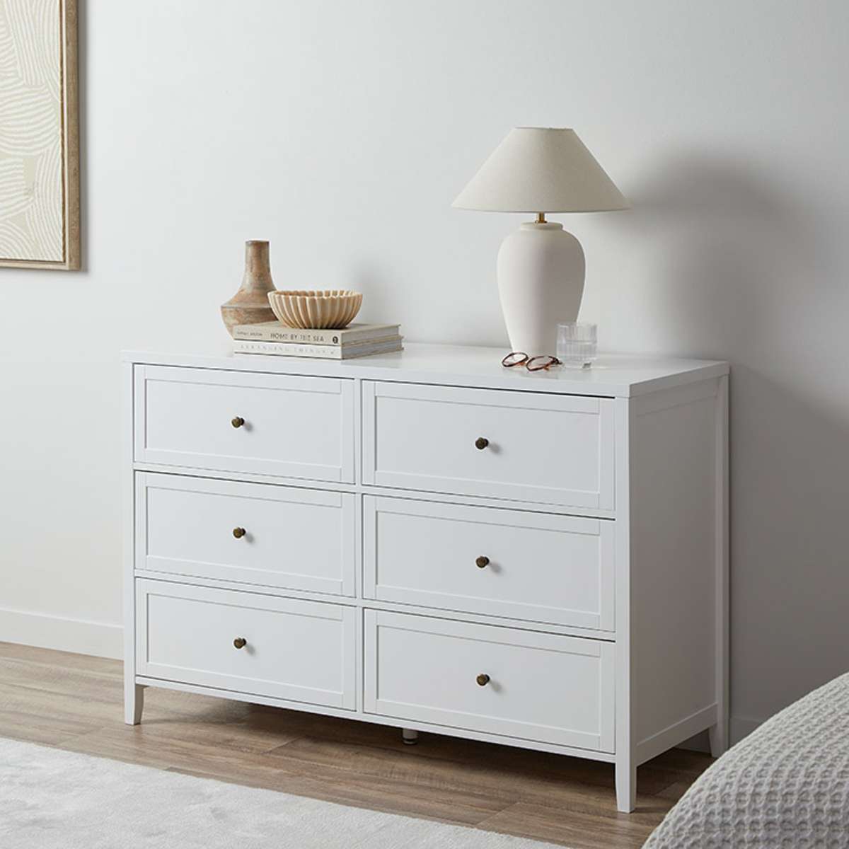 Cove Six Drawer - White - Mocka New Zealand