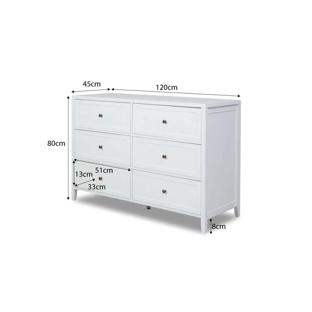 Cove Six Drawer - White - Mocka New Zealand