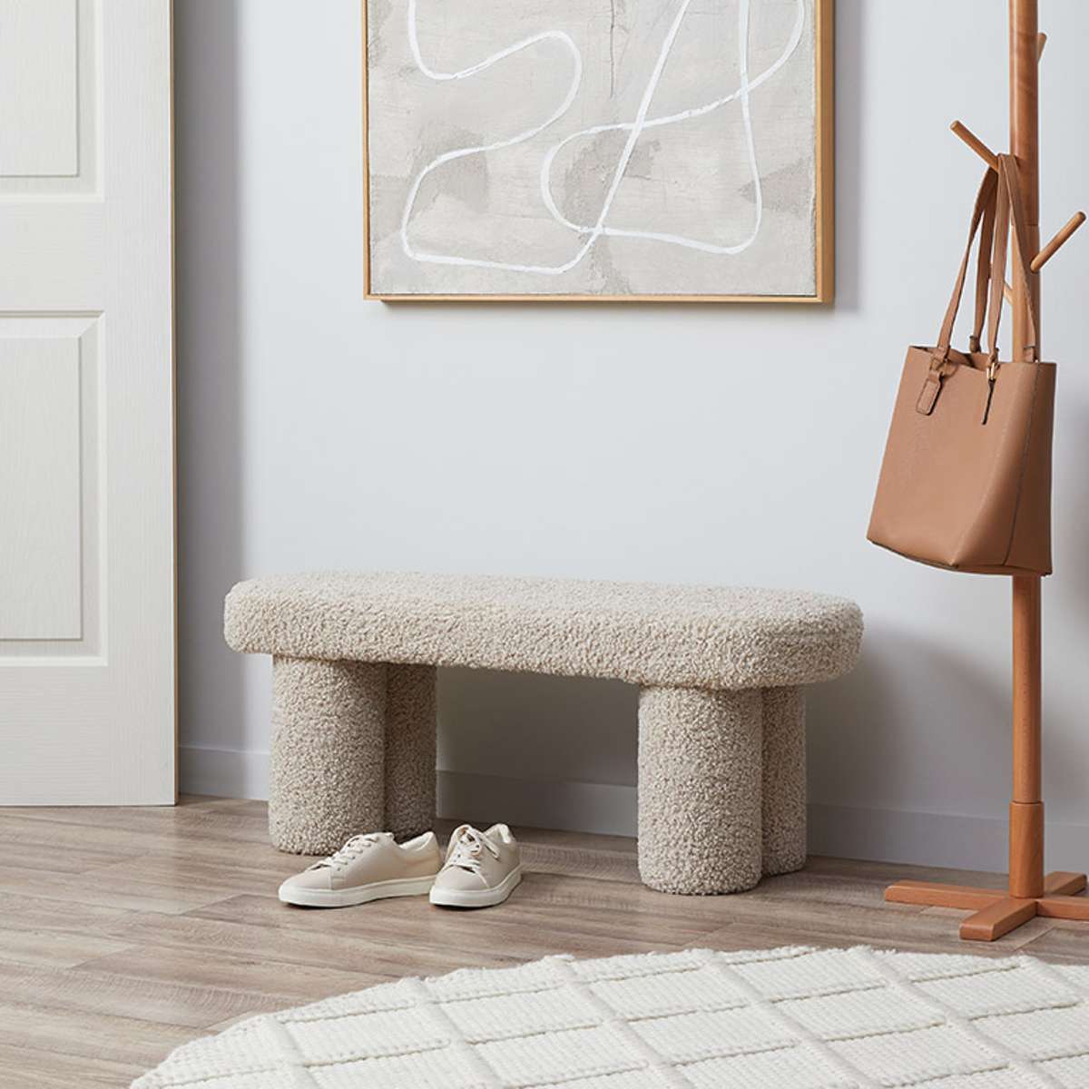 Shea Sherpa Bench Seat - Beige - Mocka New Zealand