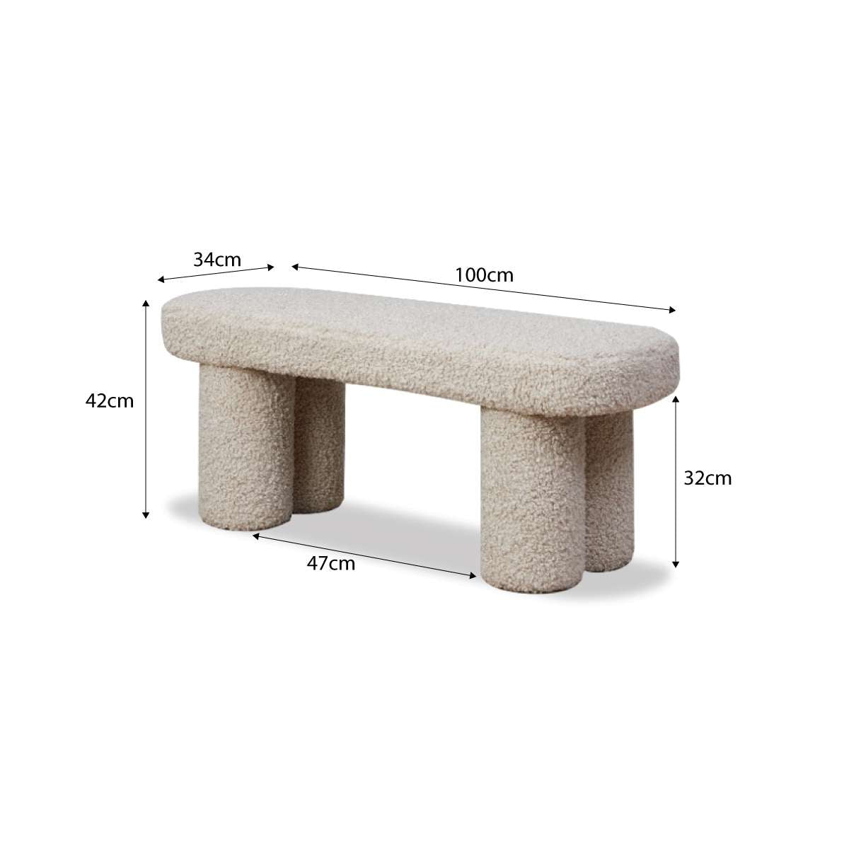 Shea Sherpa Bench Seat - Beige - Mocka New Zealand