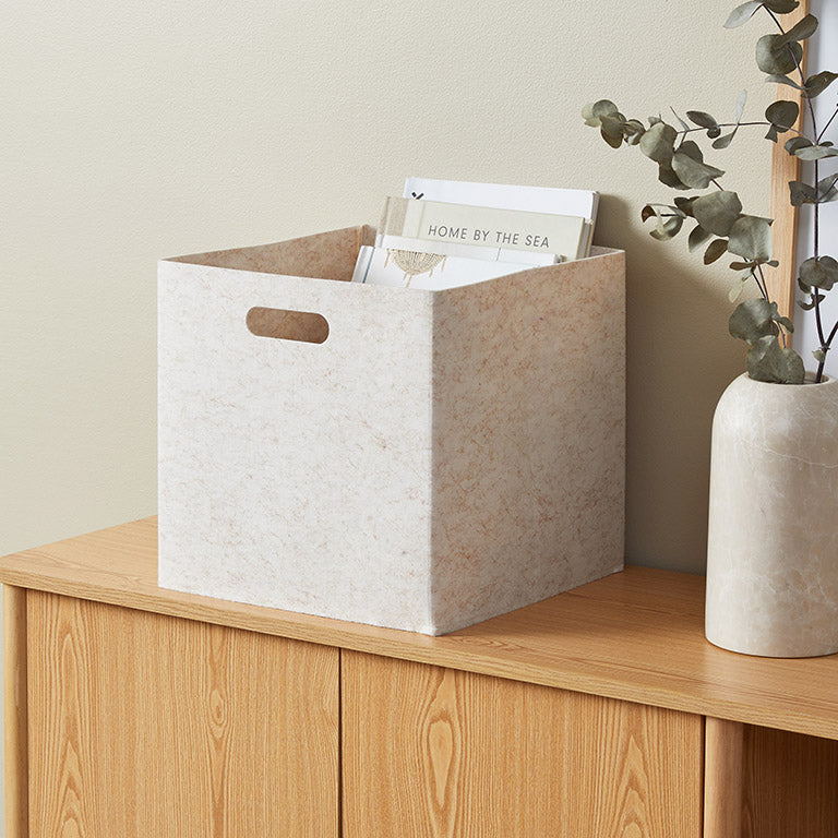 Felt Cube Basket - Biscuit - Mocka New Zealand