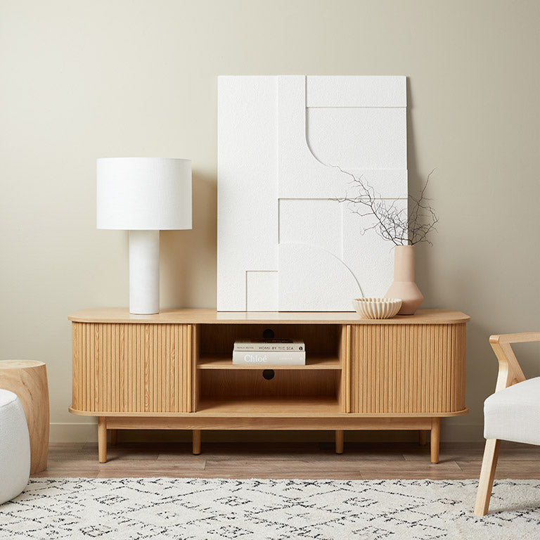 Maeve Entertainment Unit with Open Shelves - Natural - Mocka New Zealand