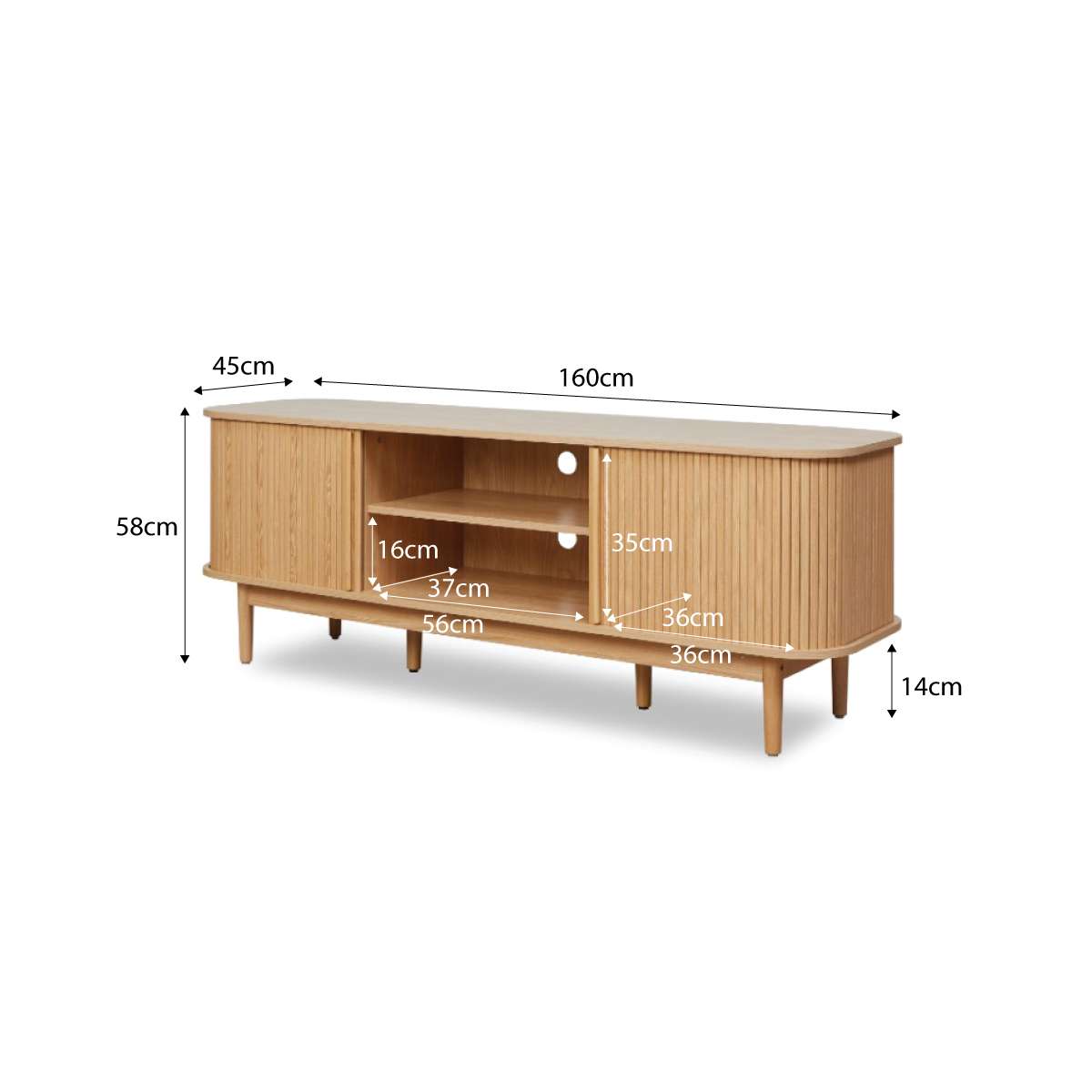 Maeve Entertainment Unit with Open Shelves - Natural - Mocka New Zealand