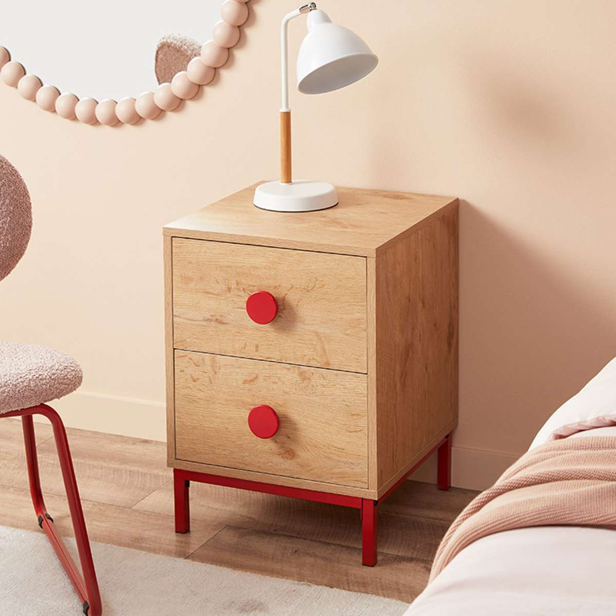 Spotty Bedside Table - Red - Mocka New Zealand