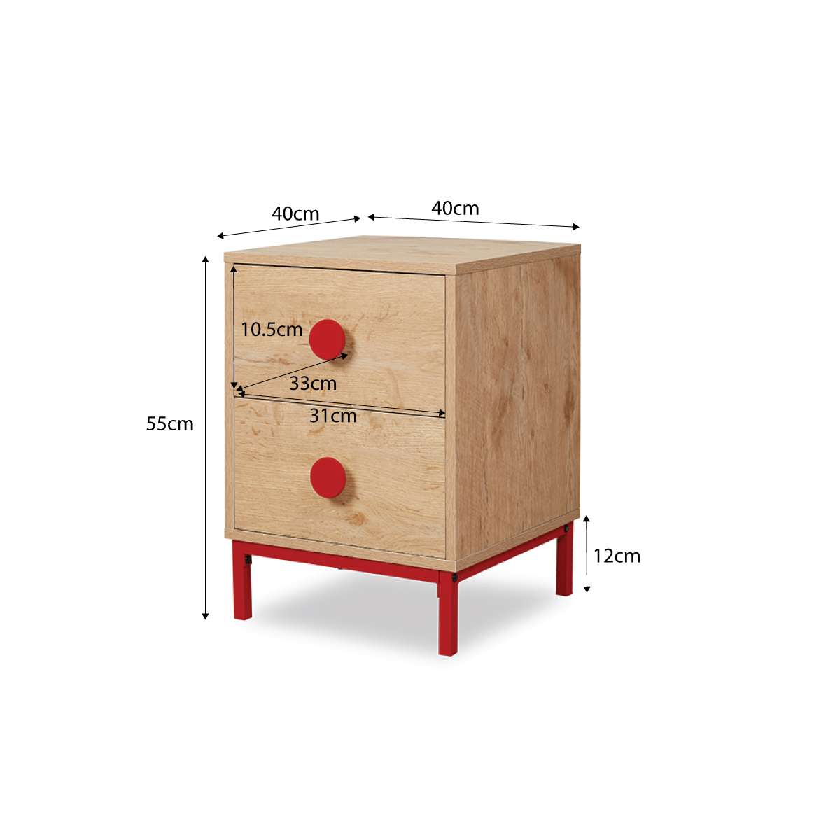 Spotty Bedside Table - Red - Mocka New Zealand