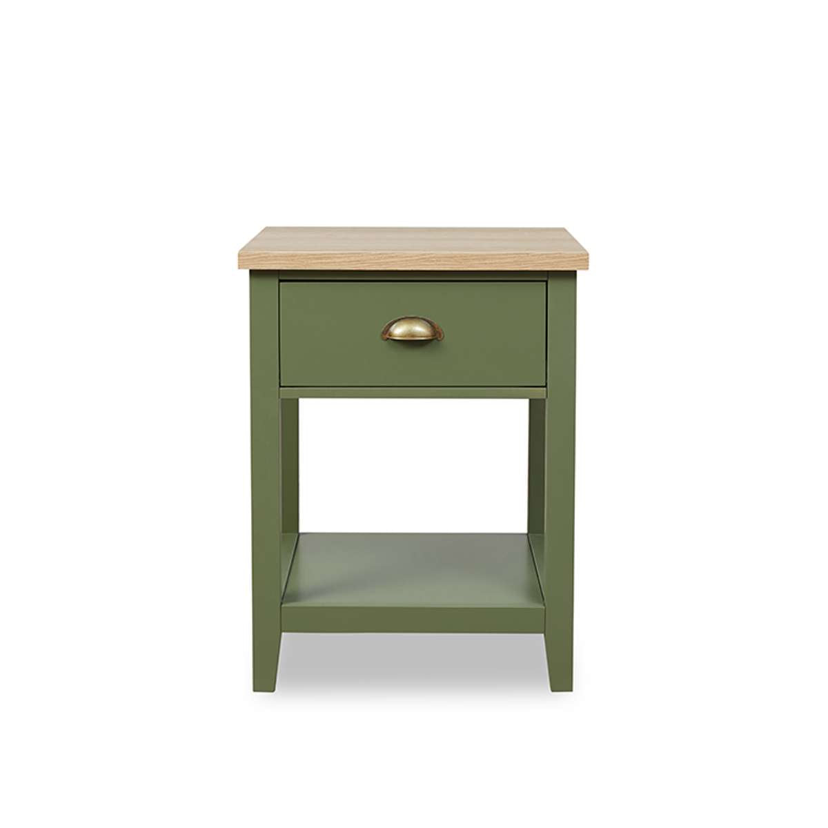 Hastings Bedside Table - Olive Green/Natural - Mocka New Zealand